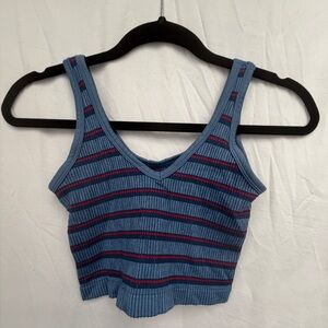 Urban Outfitters Blue & Red Striped Crop Top